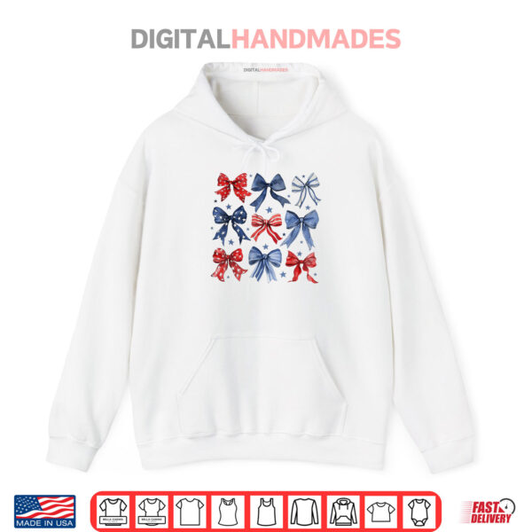 Hoodie 4th Of July America Patriotic bow Ribbon Shirt