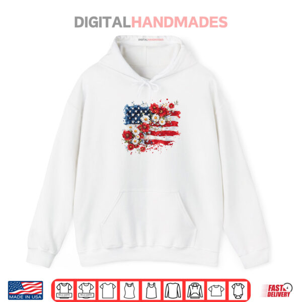 4th of July Floral American Flag Wildflowers Patriotic Shirt 2 Hoodie 4th of July Floral American Flag Wildflowers Patriotic Shirt