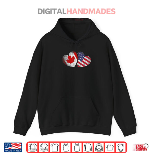 American Canadian Heart Valentines Day Gift USA Flag Canada Shirt 2 Hoodie American Canadian Heart Valentines Day Gift USA Flag Canada Shirt