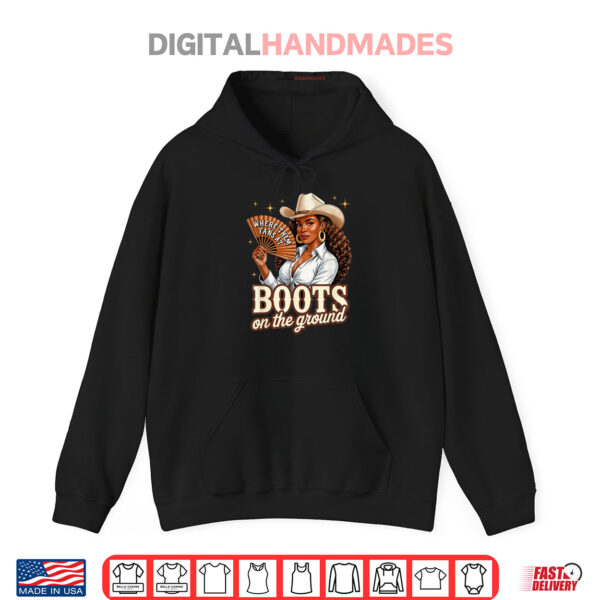 Hoodie Boots On Ground Juneteenth Cowgirl Western Rodeo Black Shirt