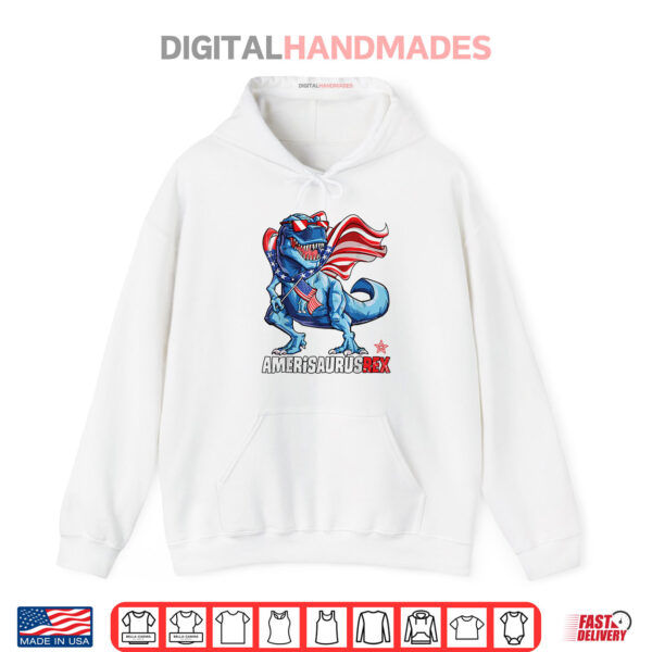 Hoodie Dinosaur 4th of July T shirt Kids Boys Men Amerisaurus T Rex Shirt
