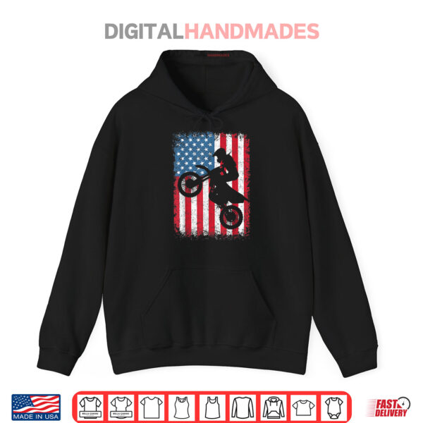 Hoodie Dirt Bike American Flag Motocross Biker 4th of July Shirt