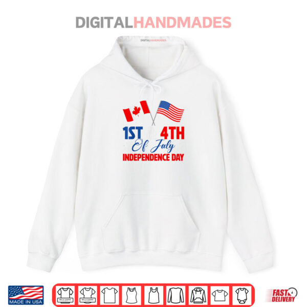 Hoodie Funny 1st 4th Of July Canadian American Canadian USA Flag Shirt