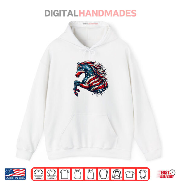 Hoodie Horse 4th Of July Patriotic Horse Graphic American Flag Shirt