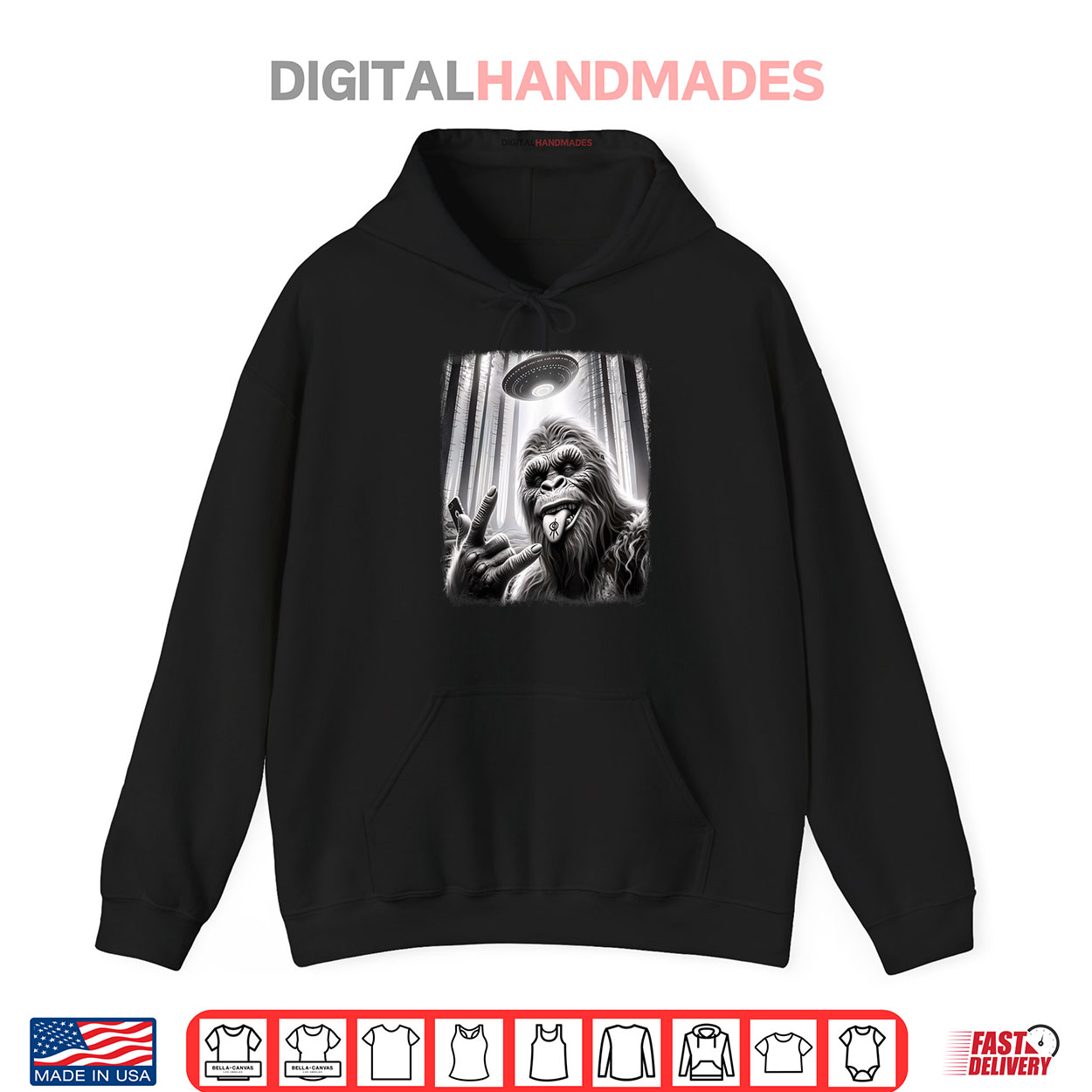 Sasquatch Selfie Big Foot Rock On UFO Alien Funny Shirt Sasquatch Selfie Big Foot Rock On UFO Alien Funny Shirt