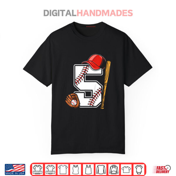 Kids Birthday Boy 5 five Baseball 5th Birthday Baseball Player Shirt