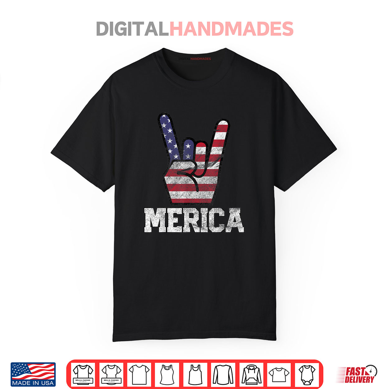 Merica Rock Sign 4th of July Vintage American Flag Retro USA Shirt Merica Rock Sign 4th of July Vintage American Flag Retro USA Shirt