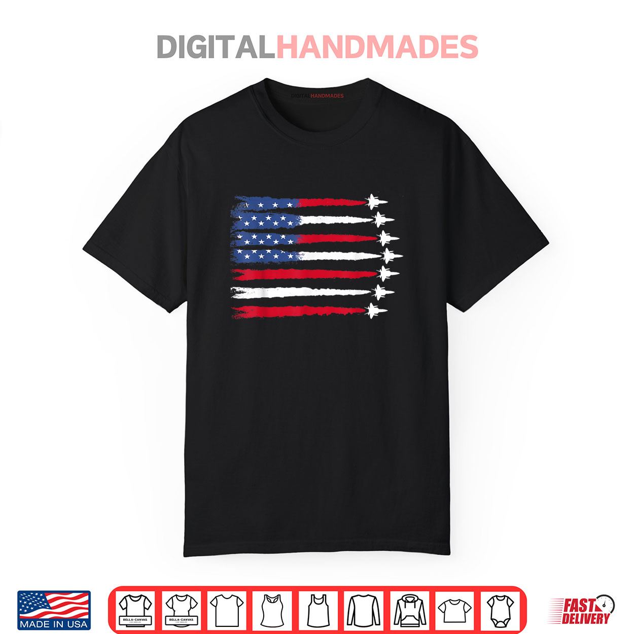 Patriotic Red White Blue USA Flag Fighter Jets 4th of July Shirt Patriotic Red White Blue USA Flag Fighter Jets 4th of July Shirt