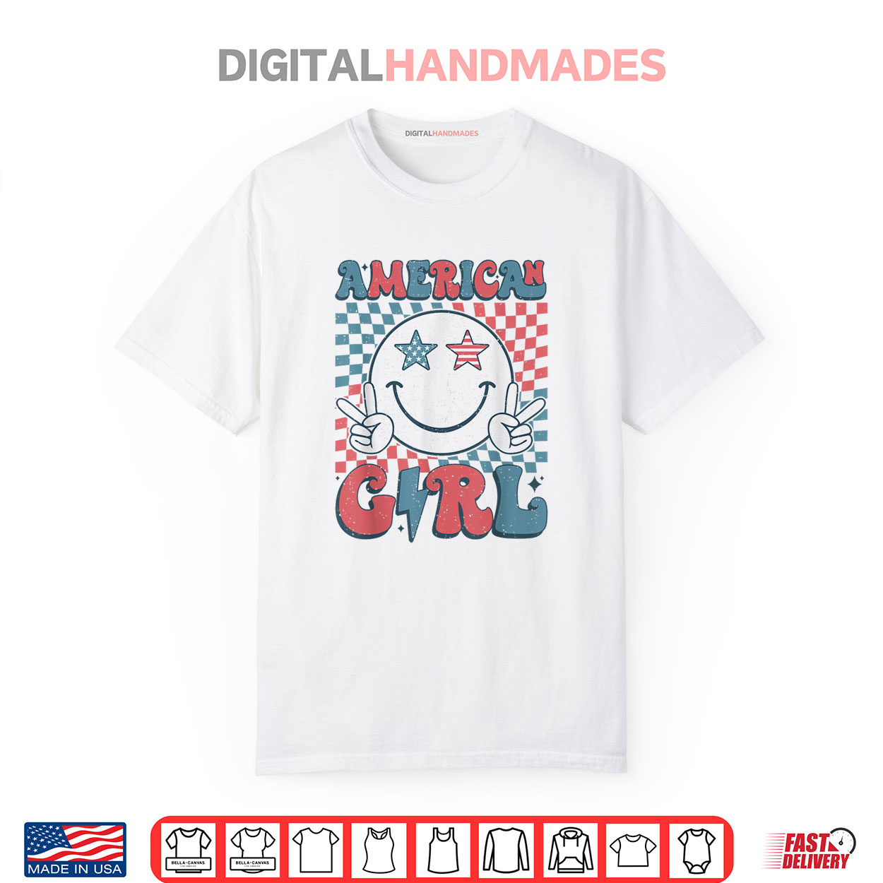 Retro Groovy 4th of July Girls Teens Women American Girls Shirt Retro Groovy 4th of July Girls Teens Women American Girls Shirt