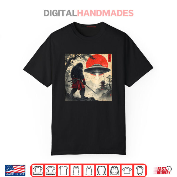 Samurai Bigfoot Japanese UFO Vintage Graphic Ukiyo e Art Shirt