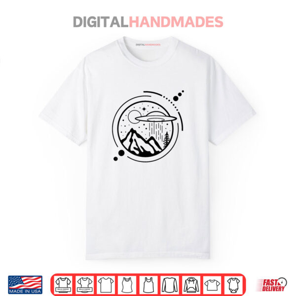 Simple Area 51 Minimal Tattoo Line Art Graphic UFO Shirt