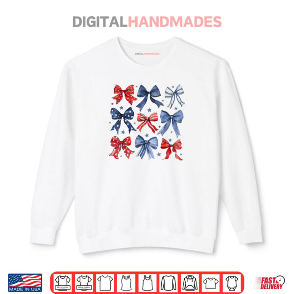 Sweatshirt 4th Of July America Patriotic bow Ribbon Shirt