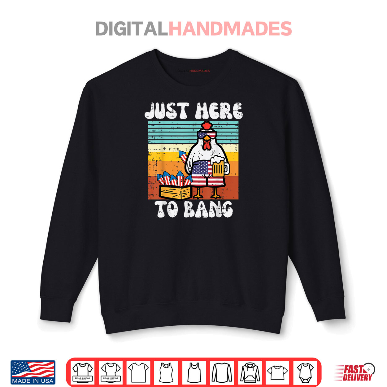 4th Of July Chicken Fireworks Here To Bang Retro America Shirt 4th Of July Chicken Fireworks Here To Bang Retro America Shirt