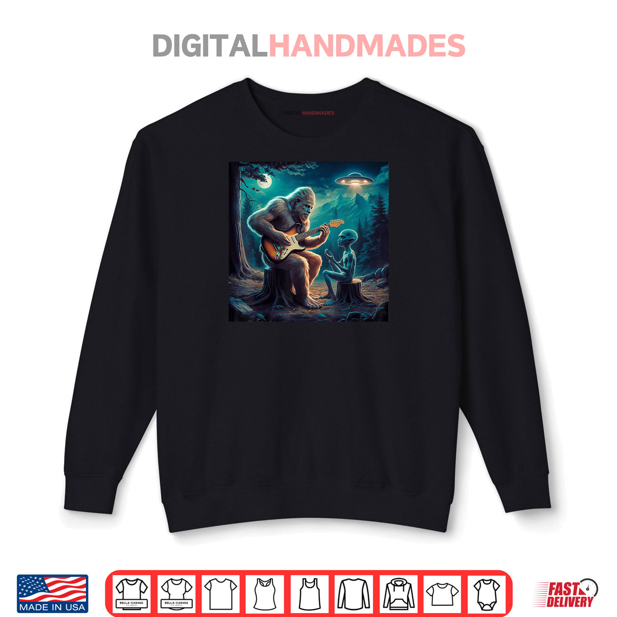 Alien Bigfoot Guitar Sasquatch UFO Shirt Alien Bigfoot Guitar Sasquatch UFO Shirt