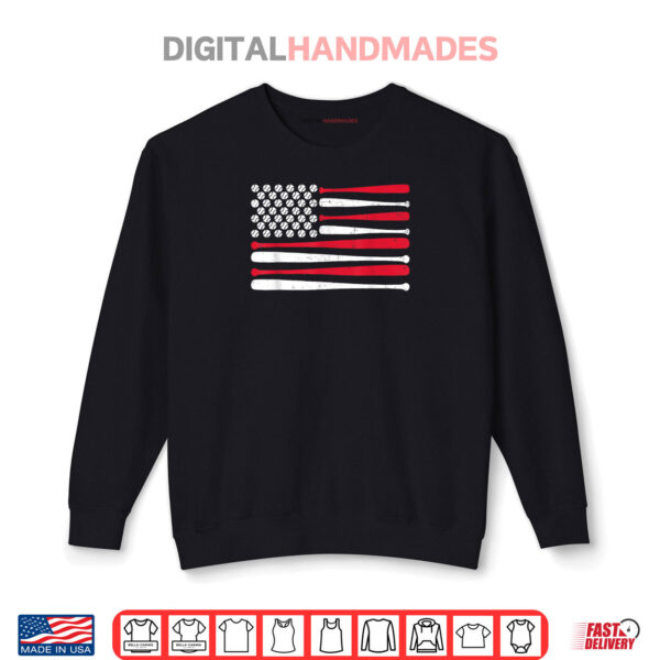 Sweatshirt American Flag Baseball USA Vintage Baseball Sport Fan Shirt