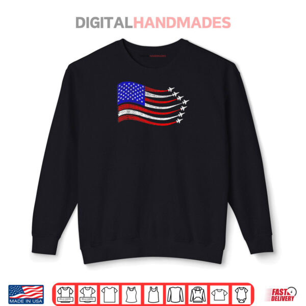 Sweatshirt American Patriotic Fighter Jets USA Flag Waving 4th of July Shirt