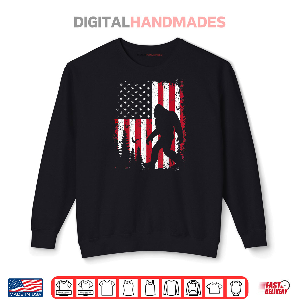 Bigfoot 4th of July Shirt American USA Flag Patriotic Shirt Bigfoot 4th of July Shirt American USA Flag Patriotic Shirt