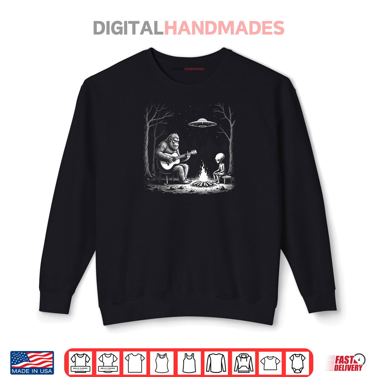 Bigfoot Guitar Campfire Alien UFO Camping Sasquatch Shirt Bigfoot Guitar Campfire Alien UFO Camping Sasquatch Shirt