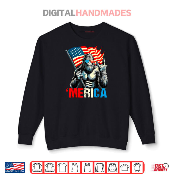 Sweatshirt Bigfoot Merica Rock American Flag Patriotic 4th Of July Shirt