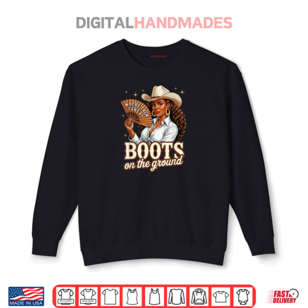 Sweatshirt Boots On Ground Juneteenth Cowgirl Western Rodeo Black Shirt