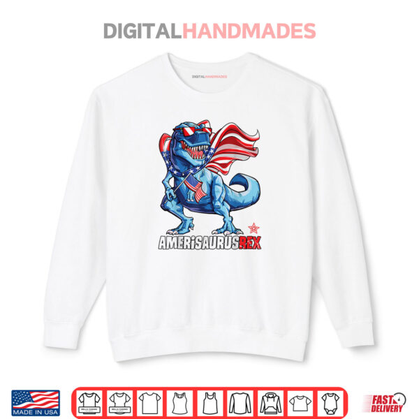 Sweatshirt Dinosaur 4th of July T shirt Kids Boys Men Amerisaurus T Rex Shirt