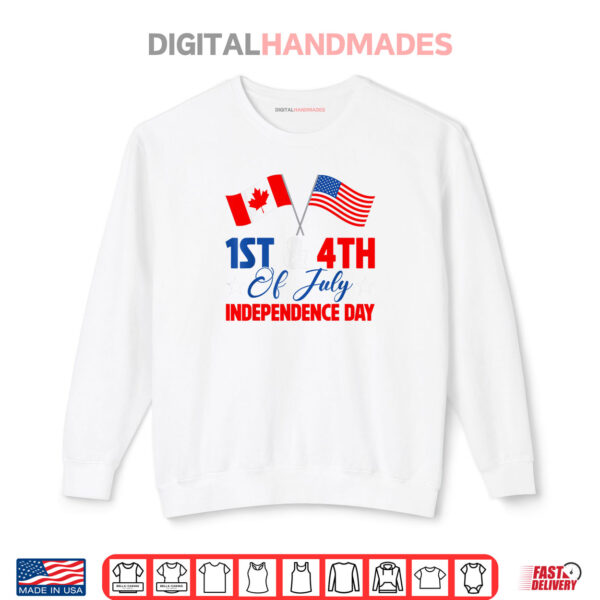 Sweatshirt Funny 1st 4th Of July Canadian American Canadian USA Flag Shirt
