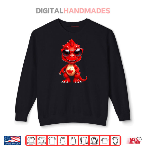Sweatshirt Funny Canada Day Red Dinosaur Canada Flag Shirt