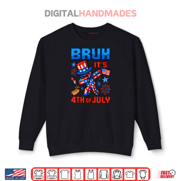 Sweatshirt Funny Dabbing 4th of July Bruh USA Pixel Gamer Boys Firework Shirt