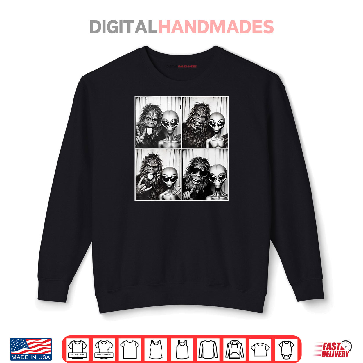 Funny Photobooth Photo Sasquatch UFO Bigfoot And Alien Shirt Funny Photobooth Photo Sasquatch UFO Bigfoot And Alien Shirt