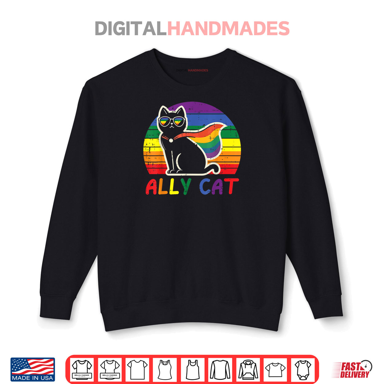 Gay Pride Month Ally Cat Funny LGBTQ Rainbow Shirt Gay Pride Month Ally Cat Funny LGBTQ Rainbow Shirt