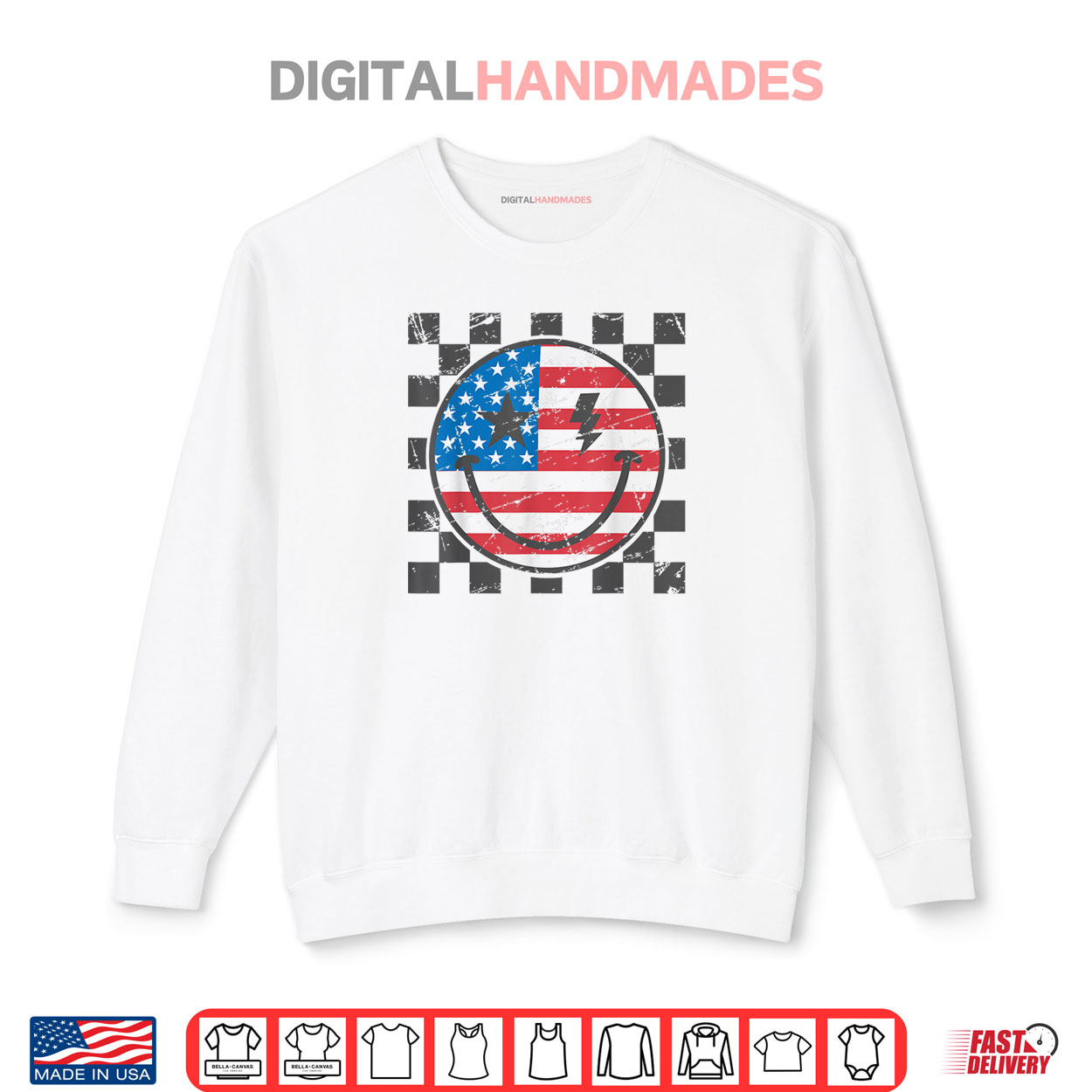 Happy 4th Of July Groovy Smile Face Red White Blue USA Flag Shirt Happy 4th Of July Groovy Smile Face Red White Blue USA Flag Shirt