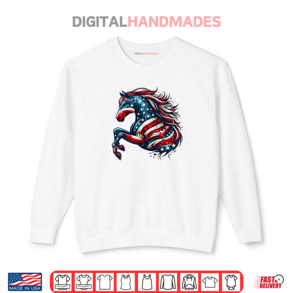 Sweatshirt Horse 4th Of July Patriotic Horse Graphic American Flag Shirt