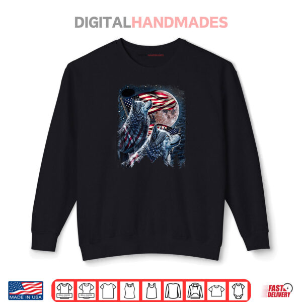 Howling Wolves Under Moon 4th of July American Flag Shirt 1 Sweatshirt Howling Wolves Under Moon 4th of July American Flag Shirt