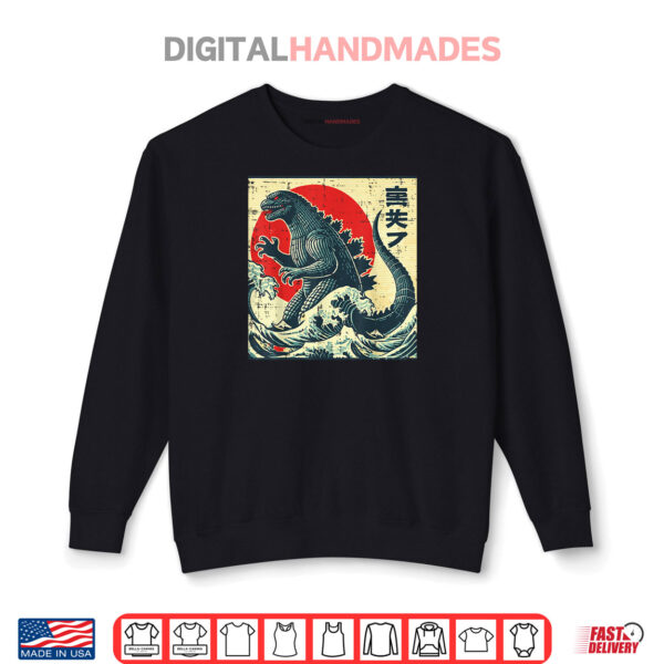 Japanese Kaiju Monster Waves Retro Ukiyo Art Shirt 1 Sweatshirt Japanese Kaiju Monster Waves Retro Ukiyo Art Shirt
