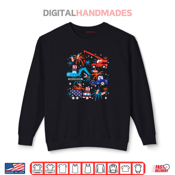 Sweatshirt Kids 4th July Construction Trucks Vehicle Patriot Shirt