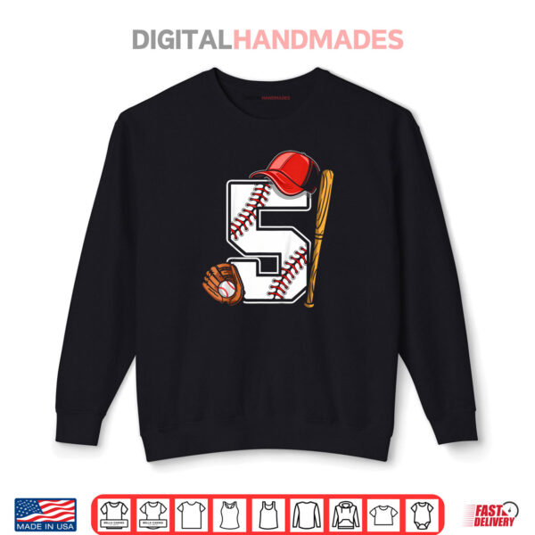 Sweatshirt Kids Birthday Boy 5 five Baseball 5th Birthday Baseball Player Shirt