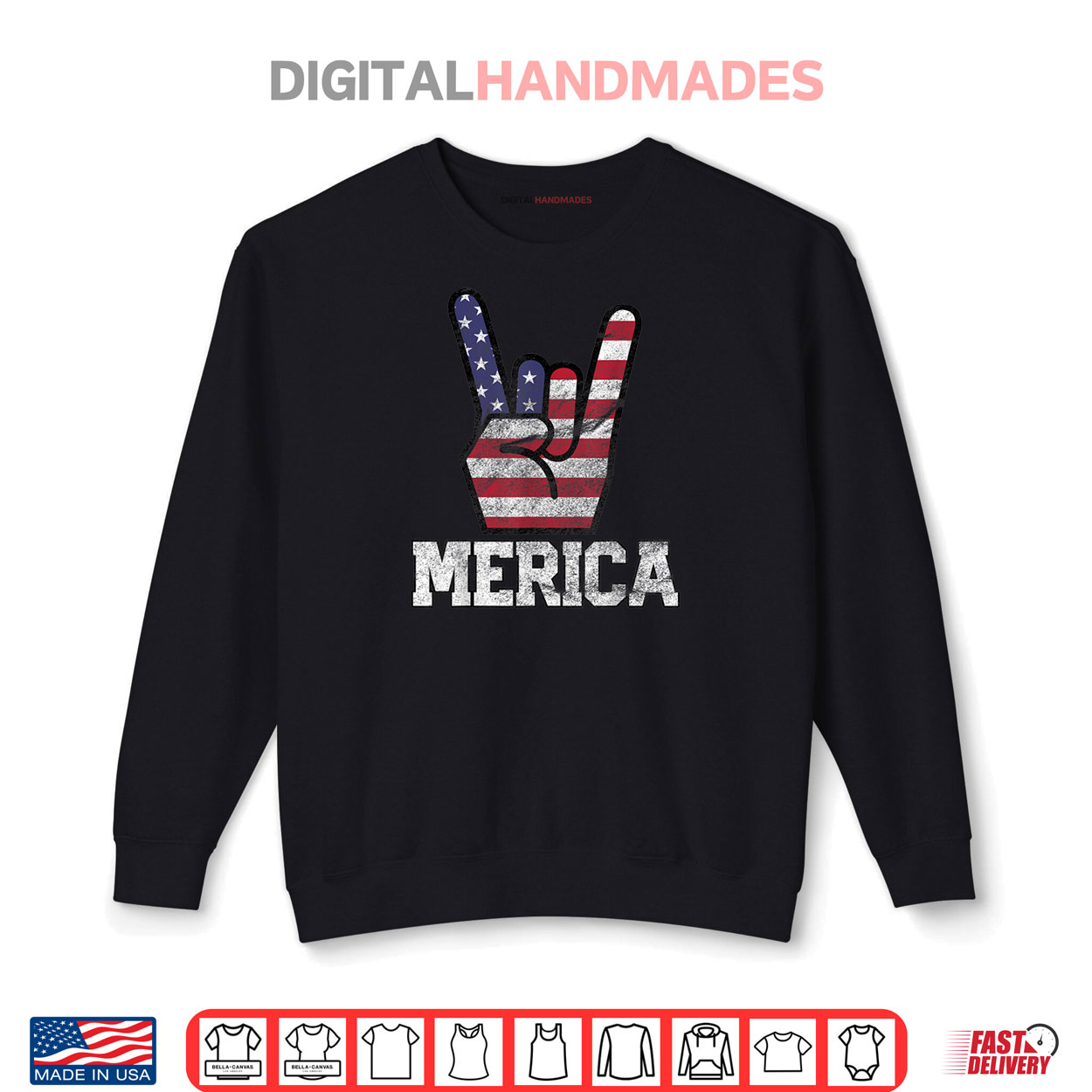 Merica Rock Sign 4th of July Vintage American Flag Retro USA Shirt Merica Rock Sign 4th of July Vintage American Flag Retro USA Shirt