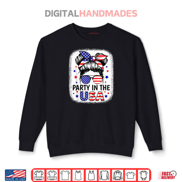 Sweatshirt Party In USA Girls 4th of July Shirt Daughter Messy Bun USA Shirt
