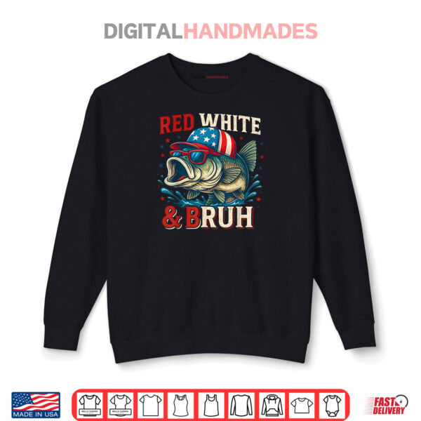 Sweatshirt Patriotic Red White Bruh America Fish Fishing 4th Of July Shirt