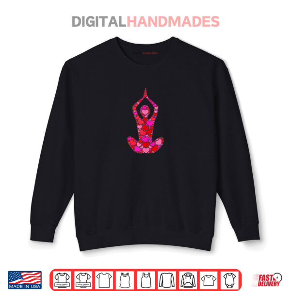 Sweatshirt Pink Red Heart Valentines Day Gift Zen Meditation Pose Yoga Shirt