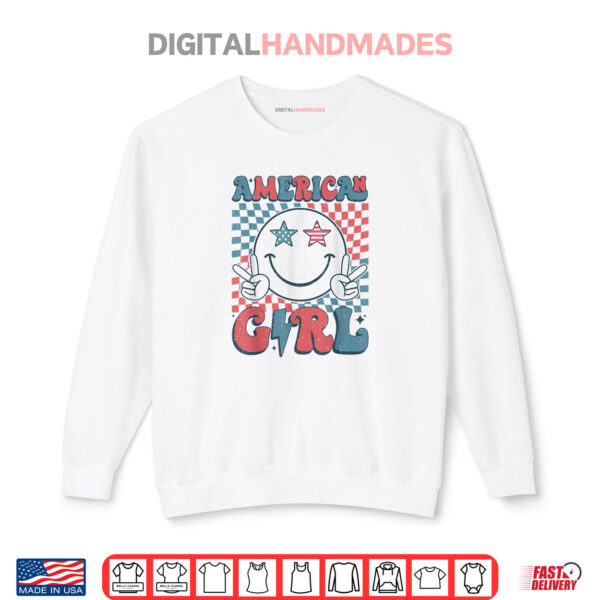 Retro Groovy 4th of July Girls Teens Women American Girls Shirt 1 Sweatshirt Retro Groovy 4th of July Girls Teens Women American Girls Shirt