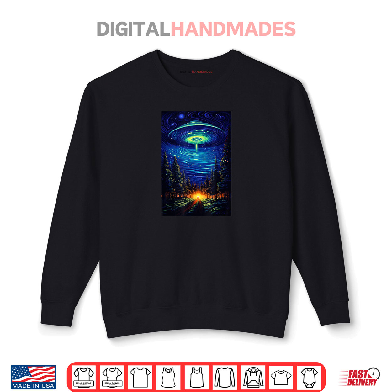 UFO Aliens Flying Saucer Van Gogh Style Starry Night Shirt UFO Aliens Flying Saucer Van Gogh Style Starry Night Shirt
