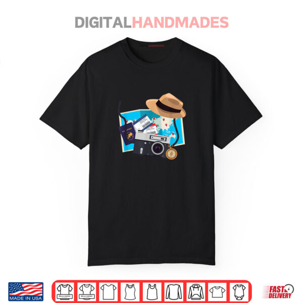 Tourist Traveling Spirit Day Costume Camera Passport Travel Shirt