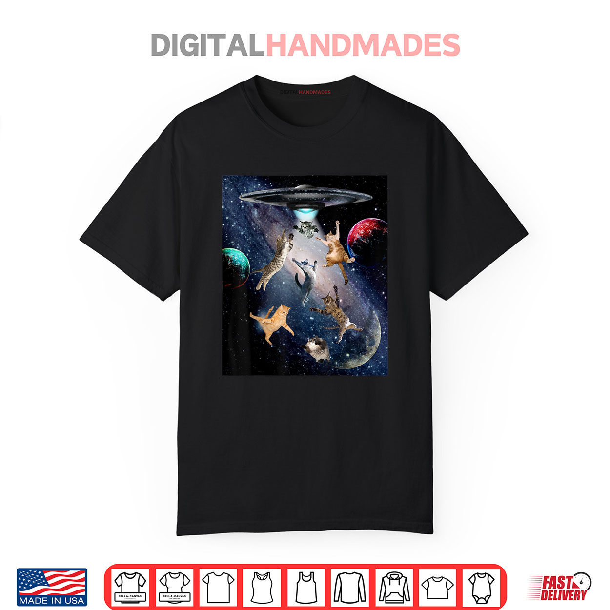 UFO Cats T Shirt for Adults Galaxy Cats Cute Cat Lover Shirt UFO Cats T Shirt for Adults Galaxy Cats Cute Cat Lover Shirt