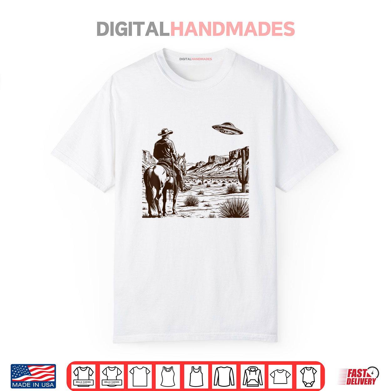 UFO Western Retro Vintage Cowboy Shirt UFO Western Retro Vintage Cowboy Shirt