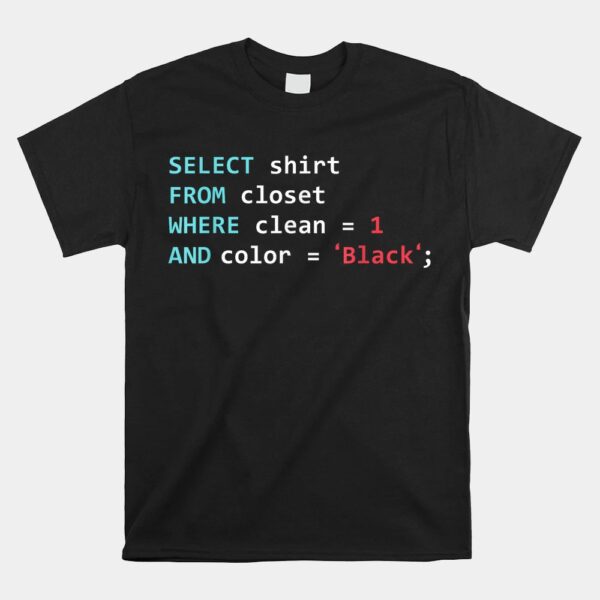 Programmer Sql Query Geek Database Coding Shirt