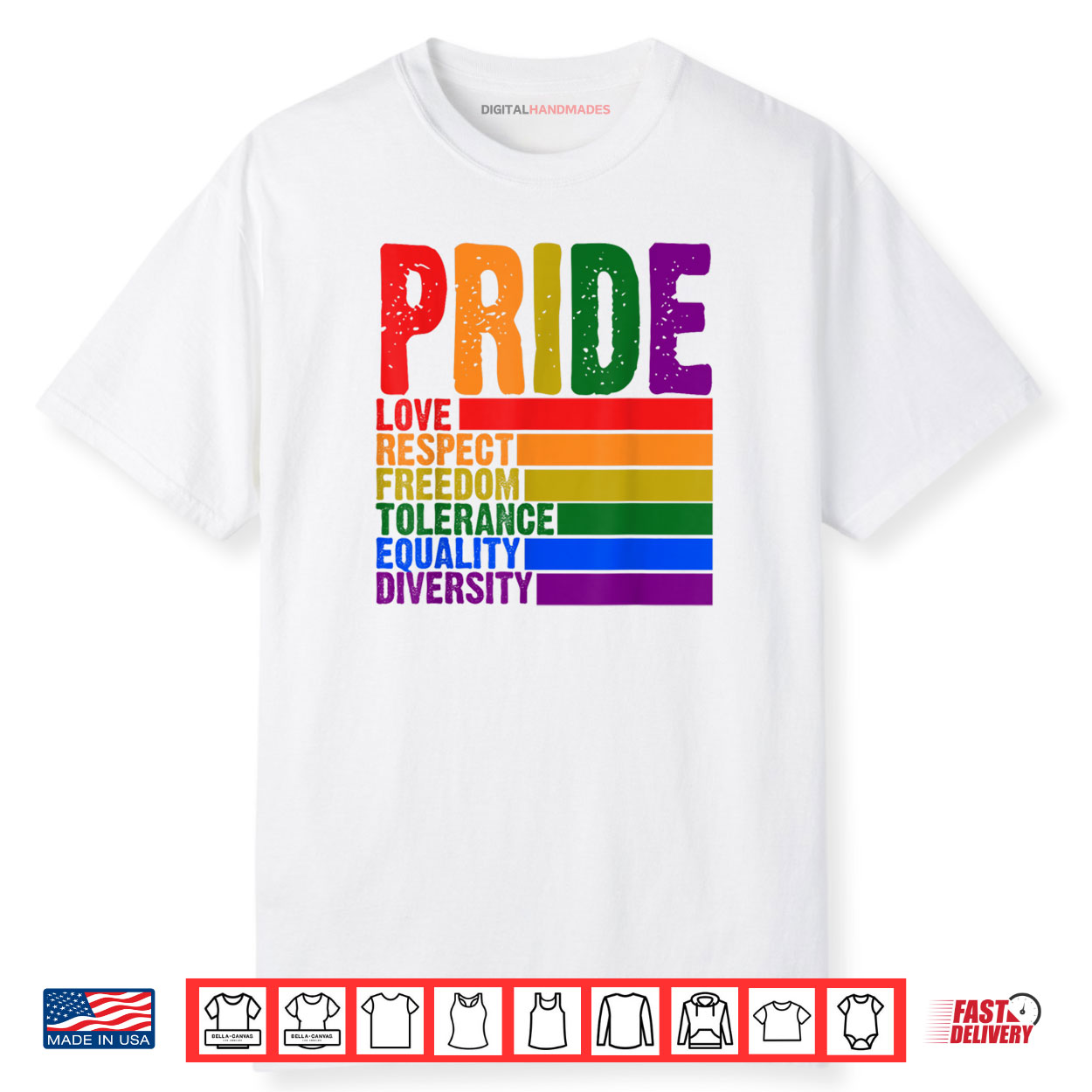 2025 Gay Pride Month Love Respect Freedom LGBTQ Rainbow Shirt 2025 Gay Pride Month Love Respect Freedom LGBTQ Rainbow Shirt