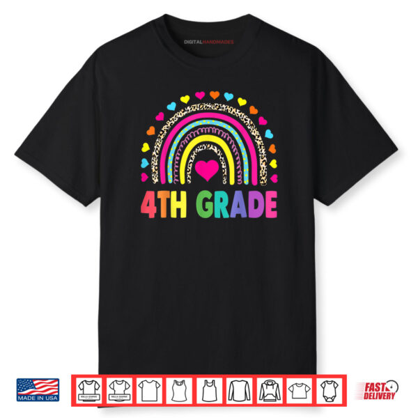 4th Grade Teacher Leopard Rainbow Back To School Shirt