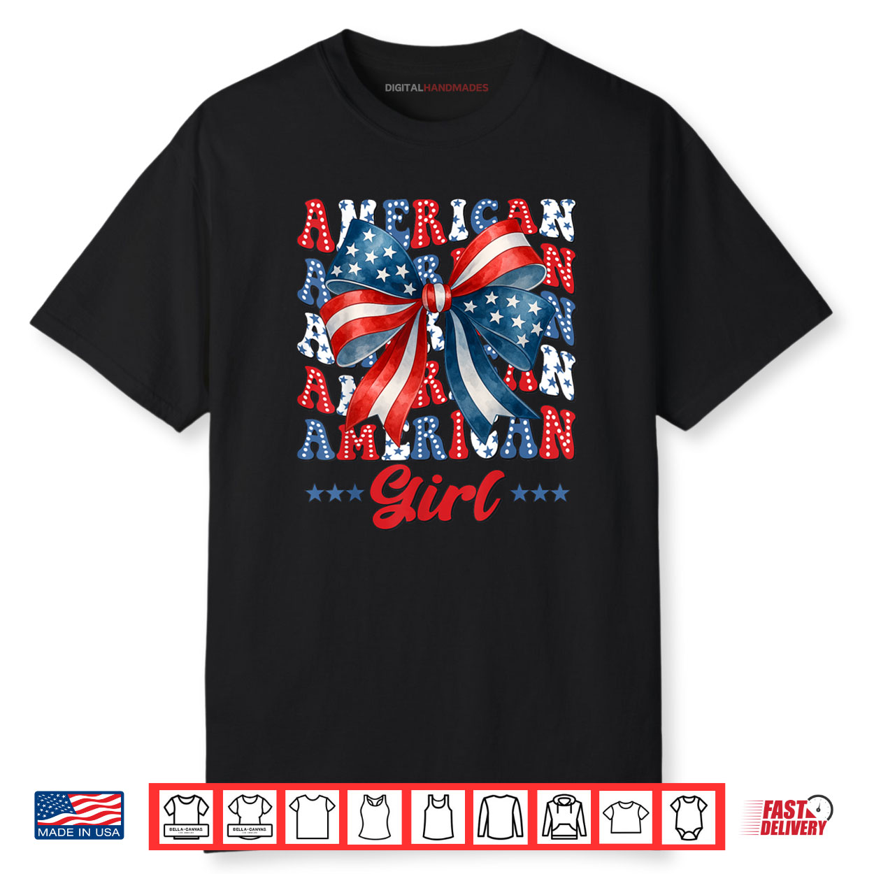 4th Of July American Girl Coquette USA Flag Patriotic Shirt
