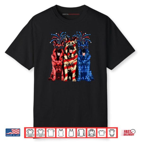 4th Of July German Shepherd American Flag Red White And Blue Shirt